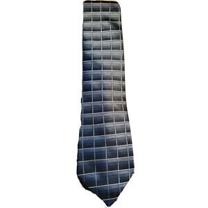 John Ashford Men's Gray Blue Plaid Silk Dress Tie
